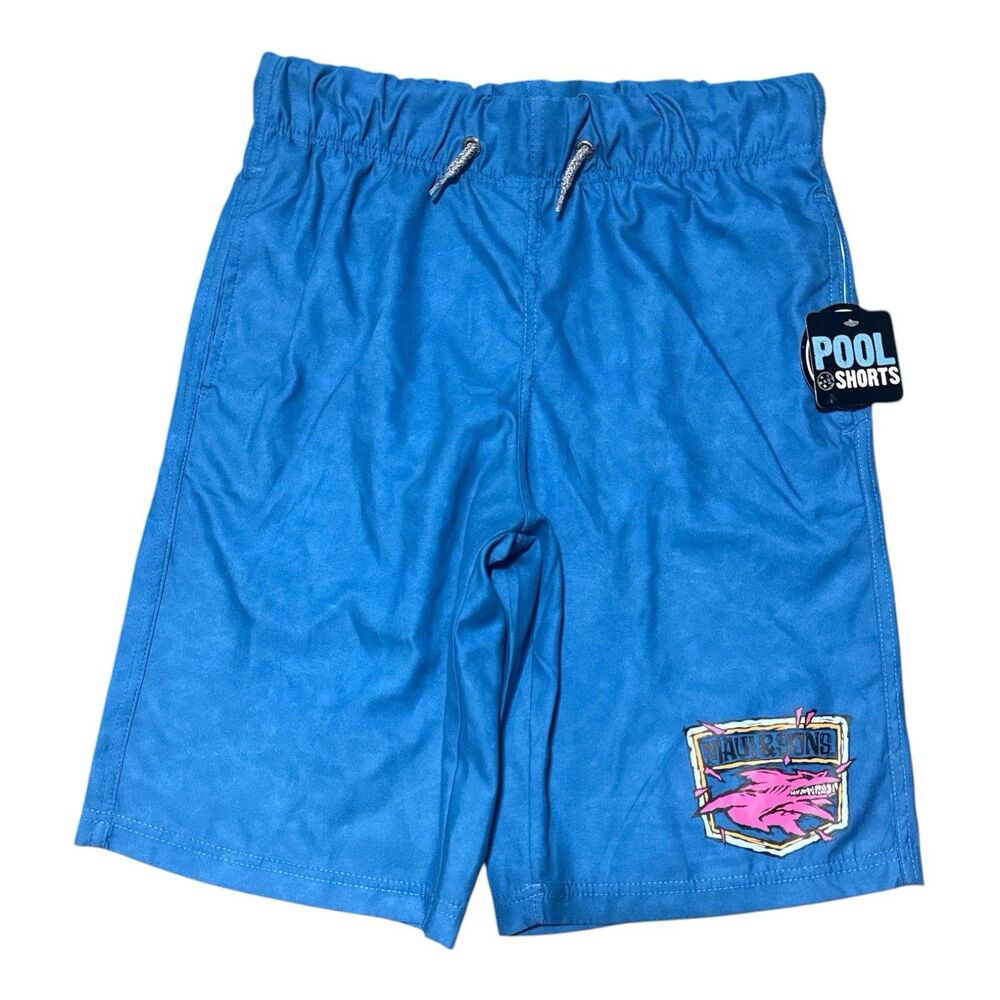 Maui and Sons Board Shorts Boys 14 Blue Swim Trunks Surf Beach Drawstring NWT